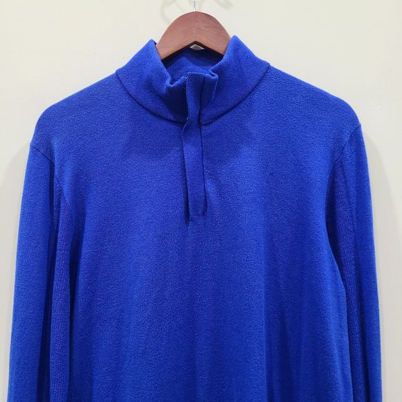 Faconnable Mens 1/4 Zip Pullover Sweater Large Blue Knit Designer Classic Preppy - Picture 2 of 11